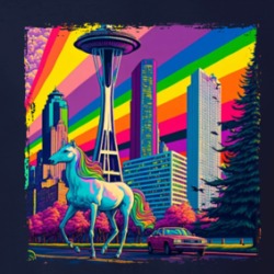 Seattle Washington Rainbow Skyline T Shirt 39755822