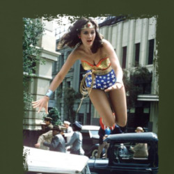 Wonder Woman Jumping Over Cars 70s Action Tv Series T Shirt 39760436