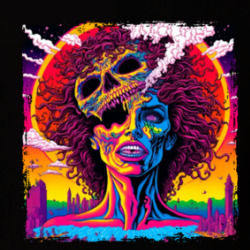Skull And Face Psychedelic Neon T Shirt 39770811