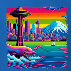 Seattle Neon Waterfront Scene T Shirt 39776423