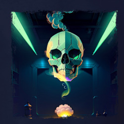 Smoking Skull Laser Lights T Shirt 39778380