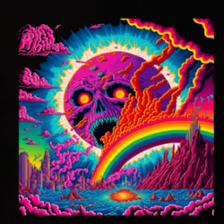 Angry Neon Sun Over Rainbow T Shirt 39778386