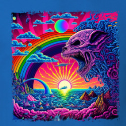 Dragon Skull By The Sea Rainbow Neon T Shirt 39780409
