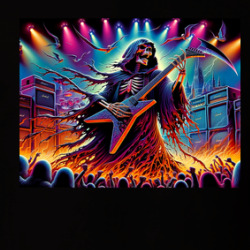 Grim Reaper Guitarist Band Heavy Metal Rock Guitar T Shirt 39781666
