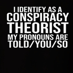 I Identify As A Conspiracy Theorist Pronouns Told You So Funny Parody T Shirt 39781675
