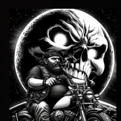 Biker 1 Skull Moon Open Road T Shirt 39784147