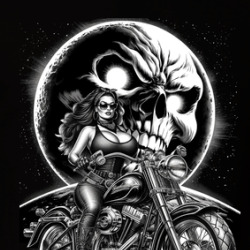 Biker Girl 7 Collection Motorcyle Freedom Skull Moon T Shirt 39784154