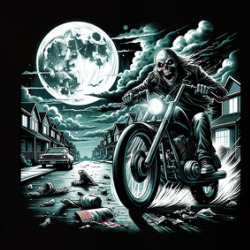 Skull Rider Full Moon Motorcycle Biker T Shirt 39784190
