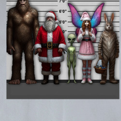 Rogue's Gallery Of Make Believe Bigfoot Santa, Alien Tooth Fairy Eadter Bunny Funny Parody T Shirt 39817794