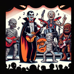Monster Rock Band Parody Dracula Mummy Wolfman Funny T Shirt 39826226