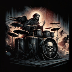 Grim Reaper Drummer Rock T Shirt 39826228