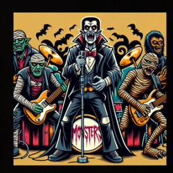 Monster Rock Band Parody Dracula Mummy Wolfman T Shirt 39826232