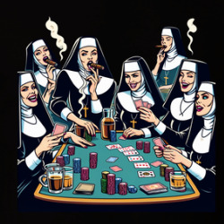Naughty Nuns Playing Poker T Shirt 39830547