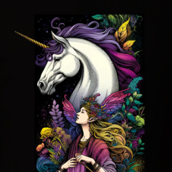 Fairy And Her Unicorn In The Forest T Shirt 39830947