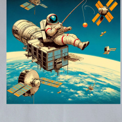 Fishing For Satellites Off The Space Station Fantasy Science Fiction T Shirt 39831098