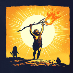 Prehistoric Man Discovers Fire Fantasy T Shirt 39831105