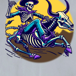 Skeleton Cowboy Riding Skeleton Bull Fantasy Western T Shirt 39831169