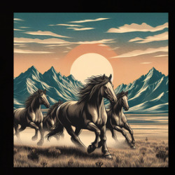 Wild Horses Cowboy Cowgirl Fantasy T Shirt 39831282