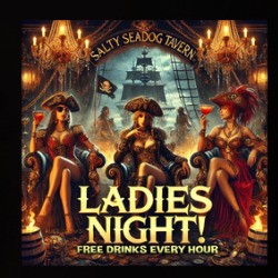 Salty Seadog Tavern Ladies Night Ad Pirate Parody T Shirt 40000898