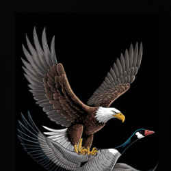 an american bald Eagle and a Canada Goose battling it out on the ice on a lake. T Shirt 40127558
