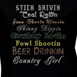 Country Girl Cowboy Beer Fowl Skinny Dippin Fan T Shirt 5009034
